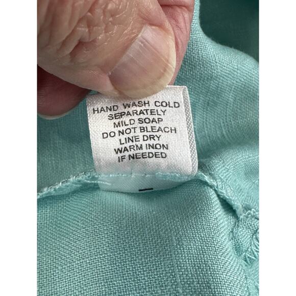 Anthropologie For Cynthia By Cynthia Rowley 100% Linen Sleeveless Top L Aqua - Picture 10 of 14